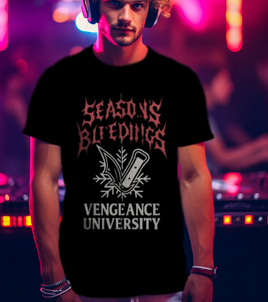 Vengeance University's Season's Bleedings Christmas Knife Snowflake T-Shirt