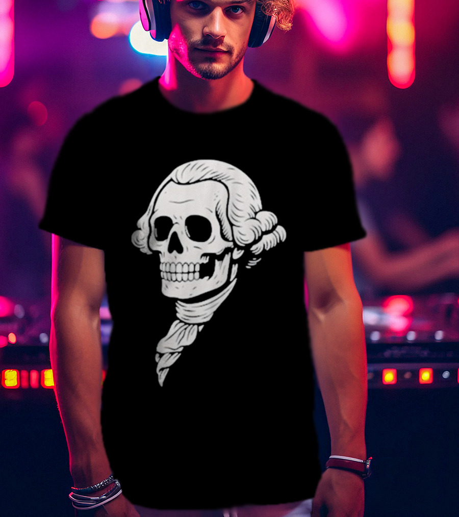 Poor Richard Monogram Skull Wig Icon T-Shirt