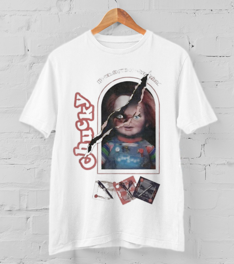 Chucky Let's Be Friends He Wants You As A Bestfriend Creepy Doll Horror T-Shirt