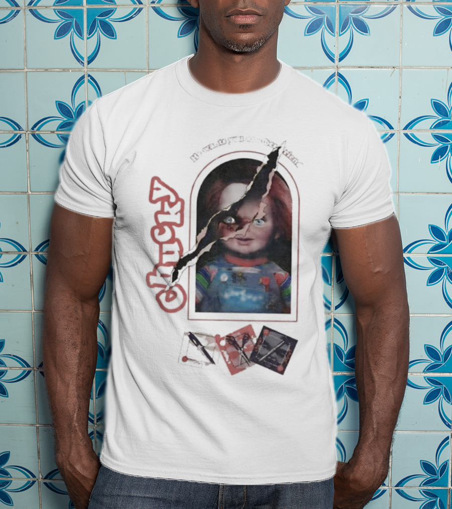 Chucky Let's Be Friends He Wants You As A Bestfriend Creepy Doll Horror T-Shirt