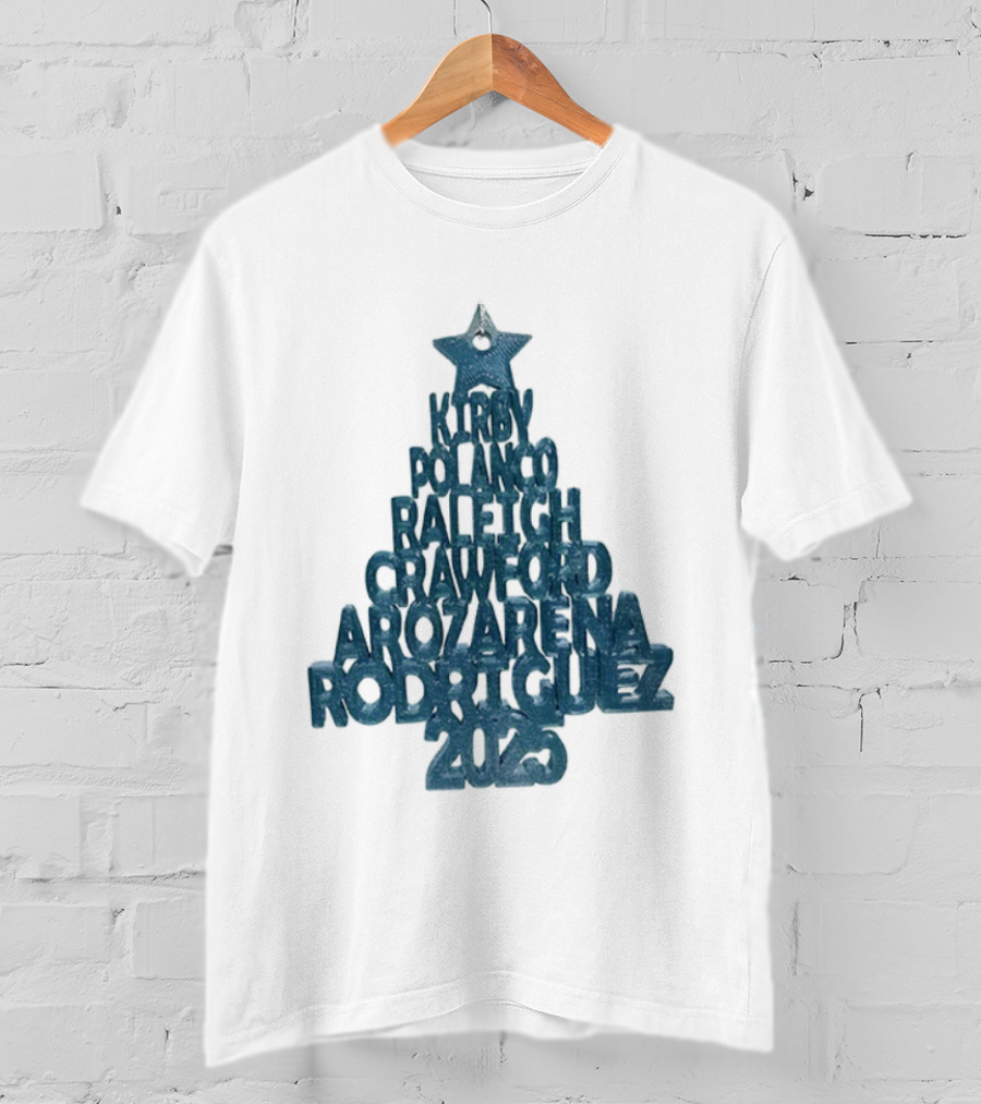 2025 Seattle Mariners Kelenic Pollock Raleigh Crawford Arozarena Rodriguez Christmas Tree T-Shirt