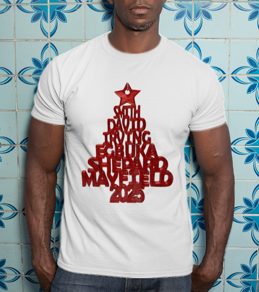 2025 Smith David Irving Egbuka Shepard Mayfield Christmas Tree T-Shirt