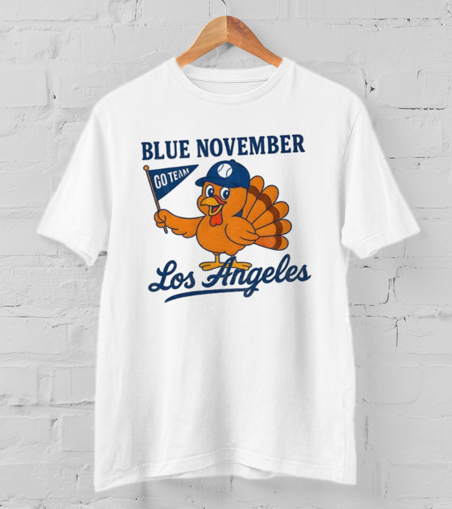 Los Angeles Blue November Thanksgiving Turkey Dodgers Baseball T-Shirt