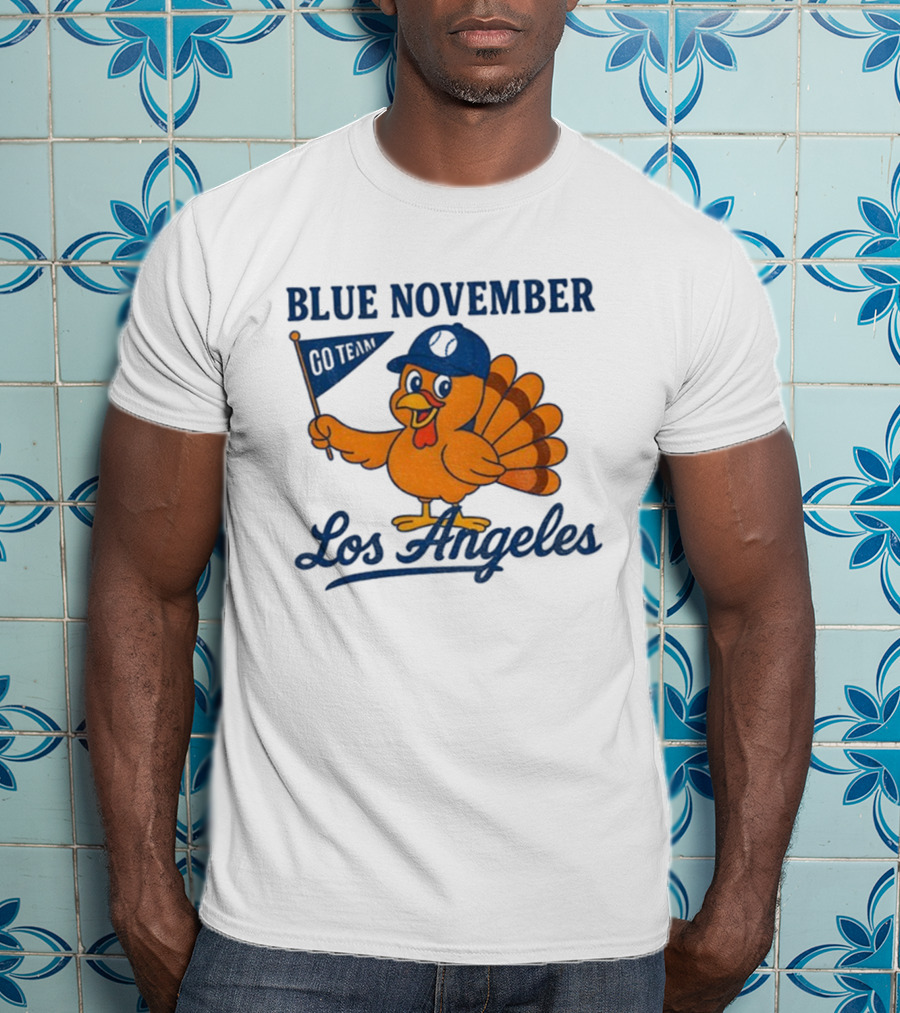 Los Angeles Blue November Thanksgiving Turkey Dodgers Baseball T-Shirt