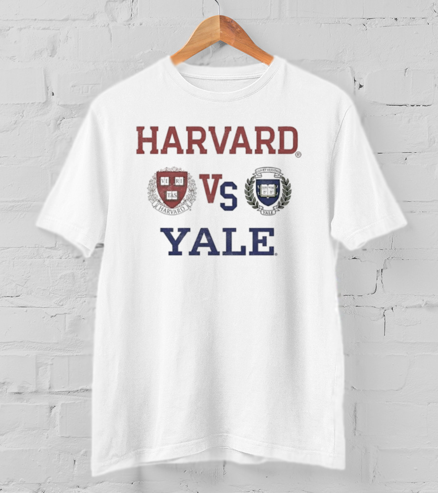Harvard Vs Yale Rivalry Matchup Iconic University Crest Faces Off T-Shirt