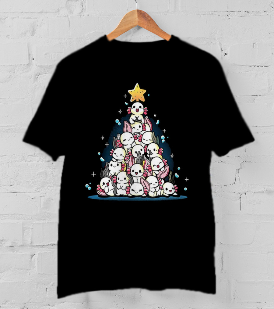 Axolotl Pyramid Shaped Christmas Tree Star Topper T-Shirt