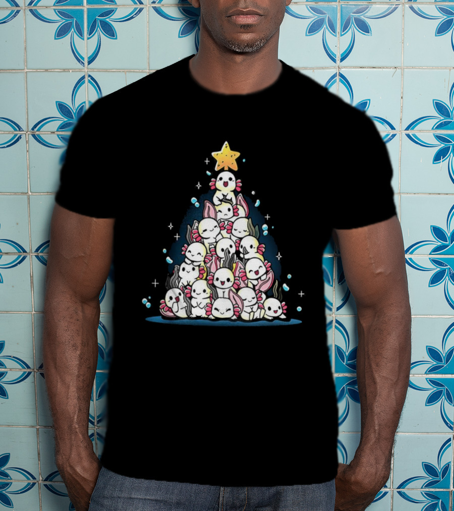 Axolotl Pyramid Shaped Christmas Tree Star Topper T-Shirt