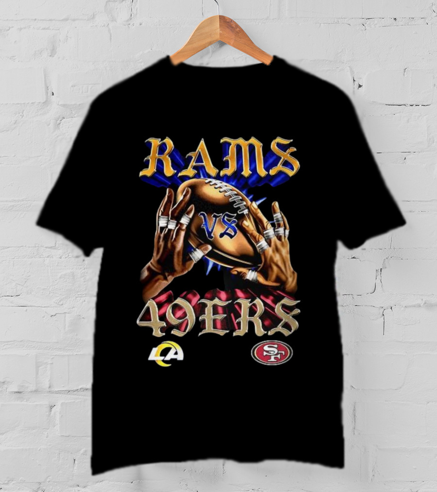 Rams Vs 49ers Vintage Football Rivalry Classic Logos Retro Style T-Shirt