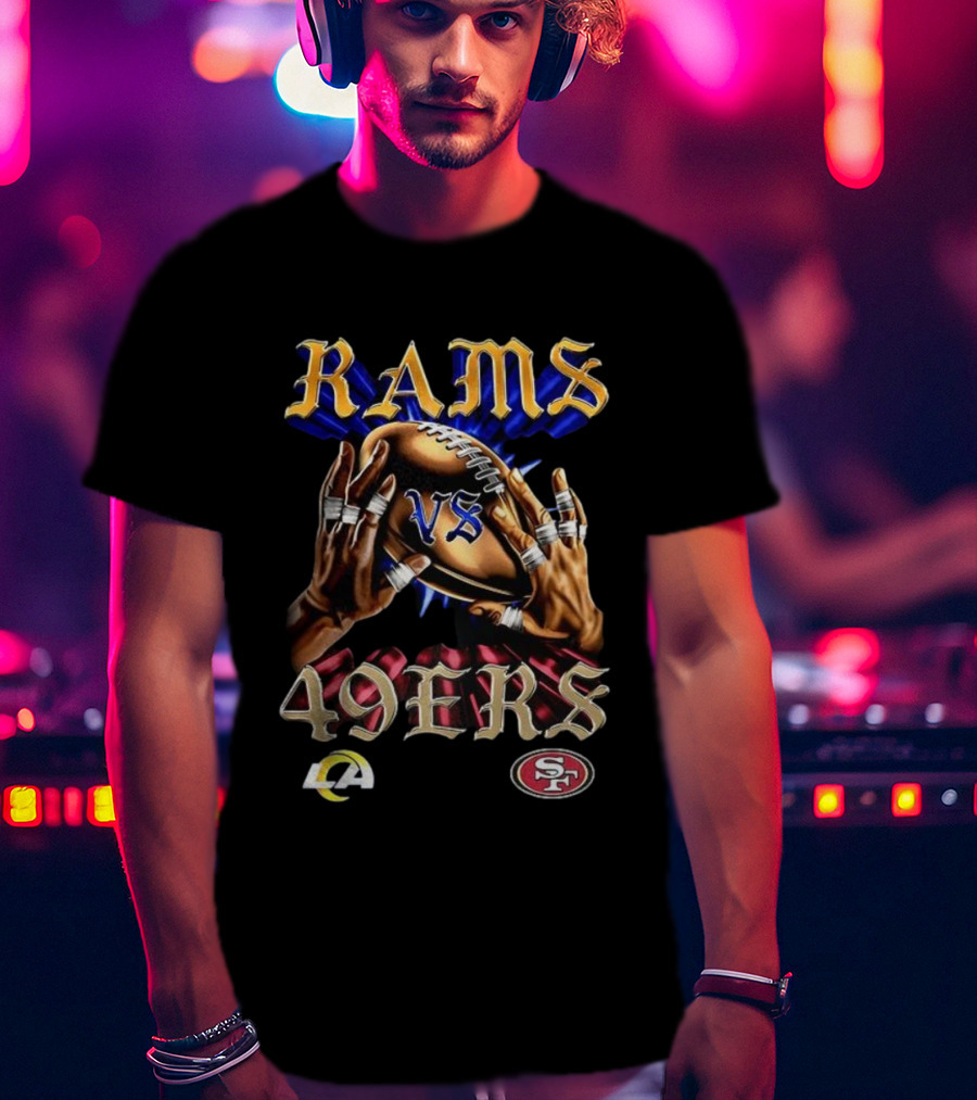 Rams Vs 49ers Vintage Football Rivalry Classic Logos Retro Style T-Shirt