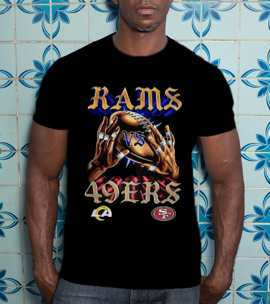 Rams Vs 49ers Vintage Football Rivalry Classic Logos Retro Style T-Shirt