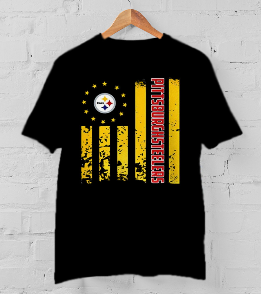 Pittsburgh Steelers American Flag NFL Steelmark Stars Stripes T-Shirt