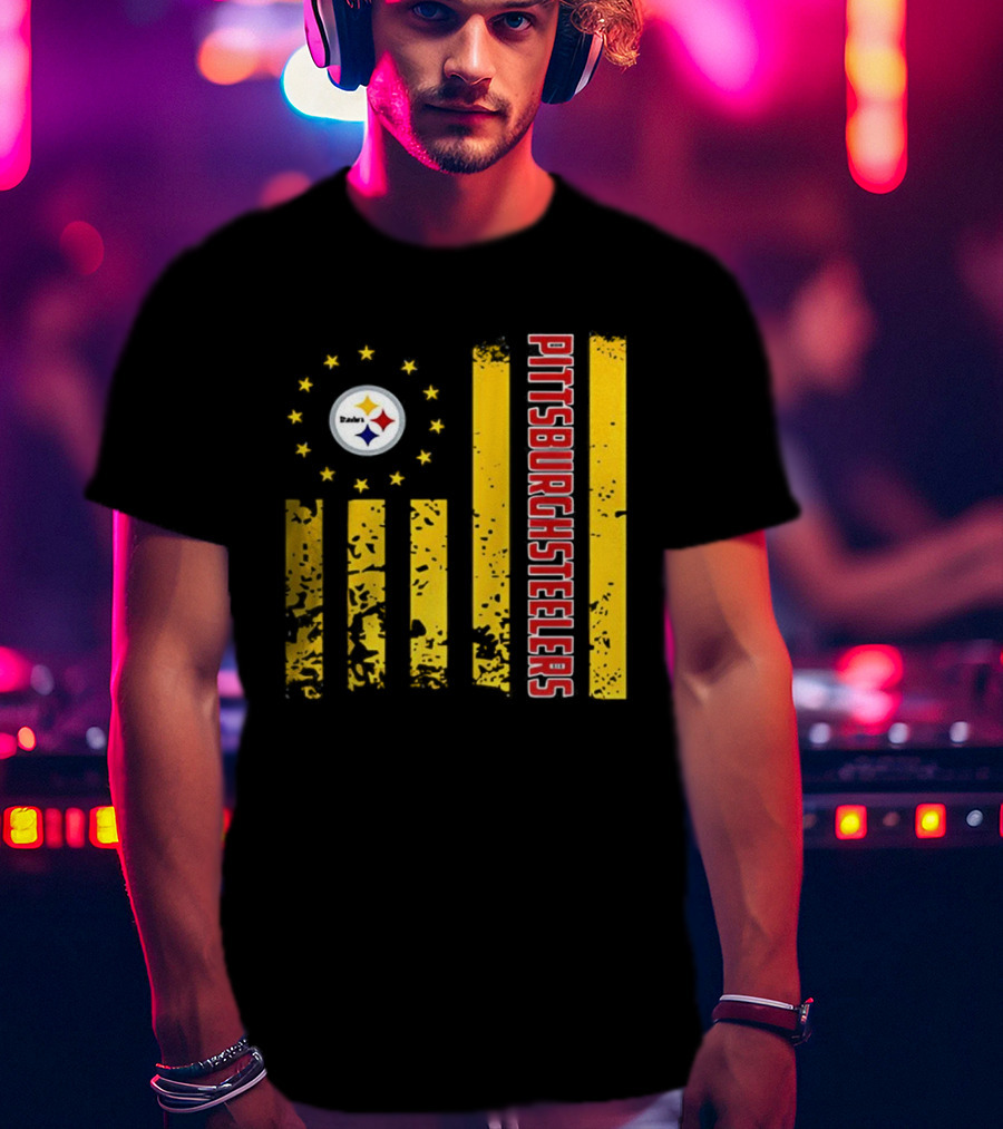 Pittsburgh Steelers American Flag NFL Steelmark Stars Stripes T-Shirt