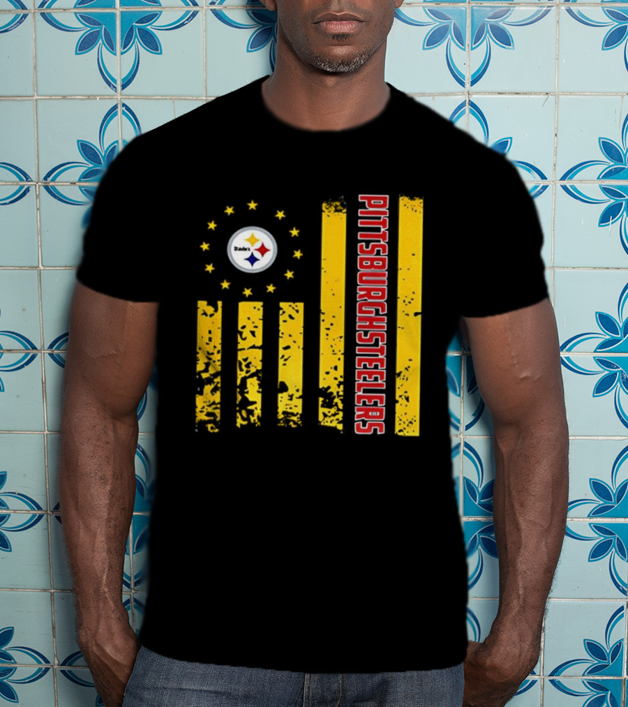 Pittsburgh Steelers American Flag NFL Steelmark Stars Stripes T-Shirt