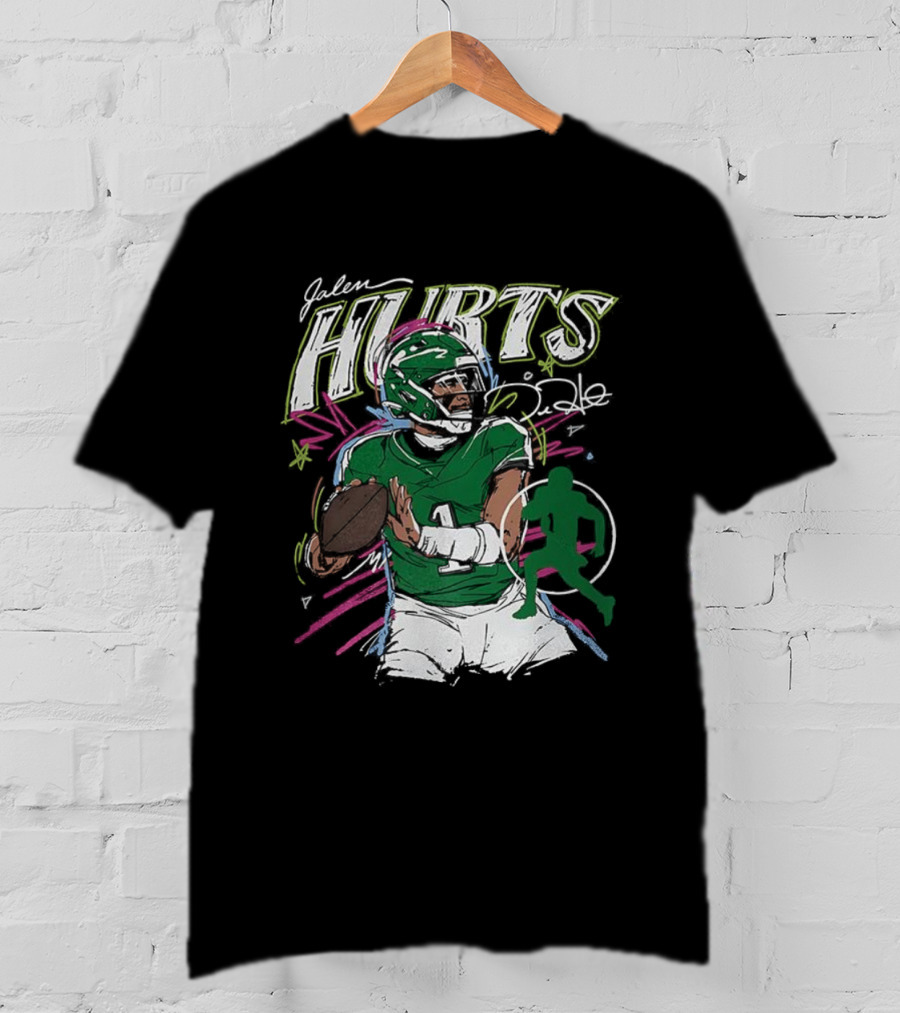 Jalen Hurts Philadelphia Eagles Football Scribble Signature Art Style T-Shirt