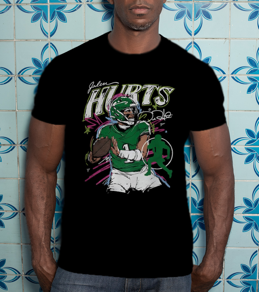 Jalen Hurts Philadelphia Eagles Football Scribble Signature Art Style T-Shirt