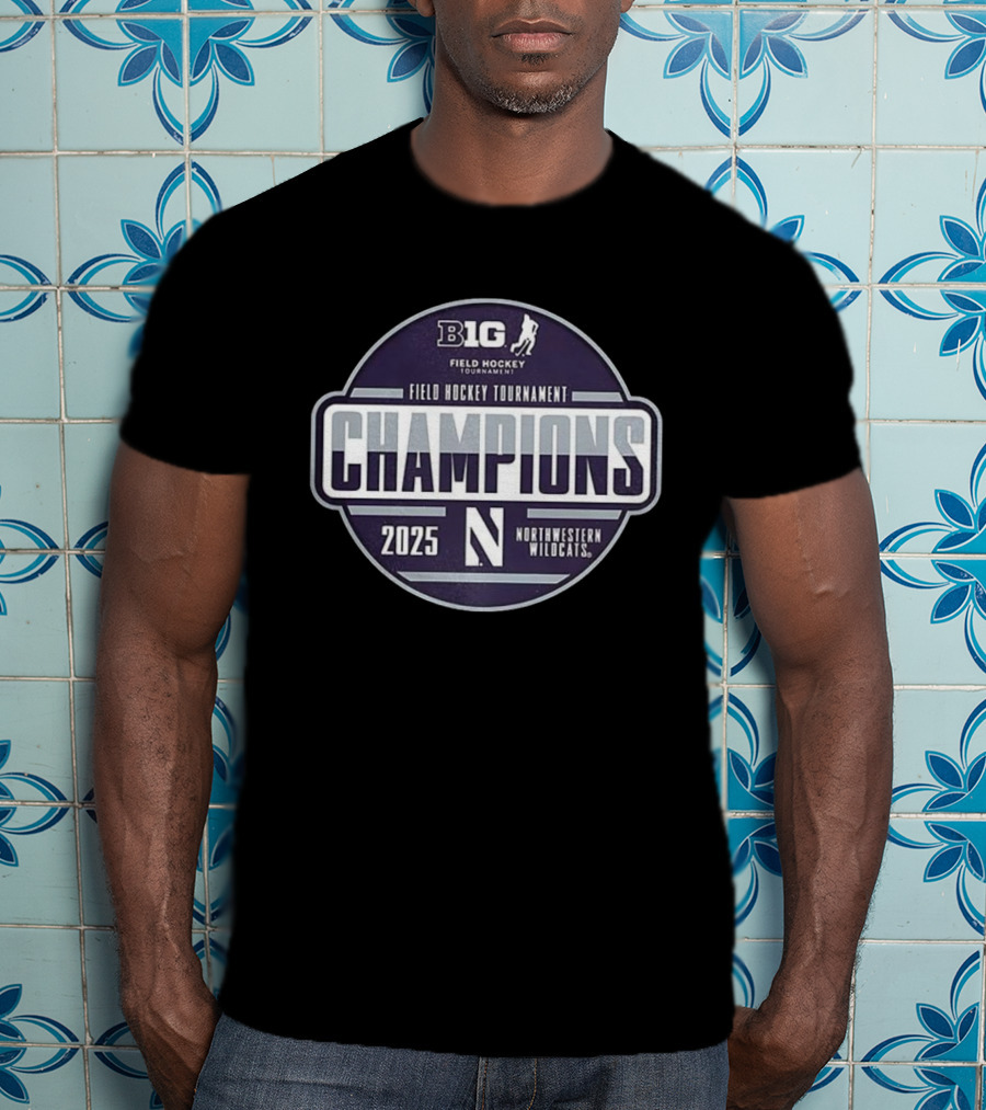 B1G Field Hockey Tournament Champions 2025 Northwestern Wildcats T-Shirt