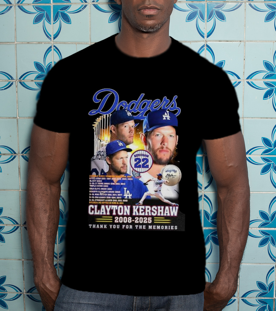 Dodgers Clayton Kershaw 2008-2025 Thank You For The Memories And Achievements T-Shirt