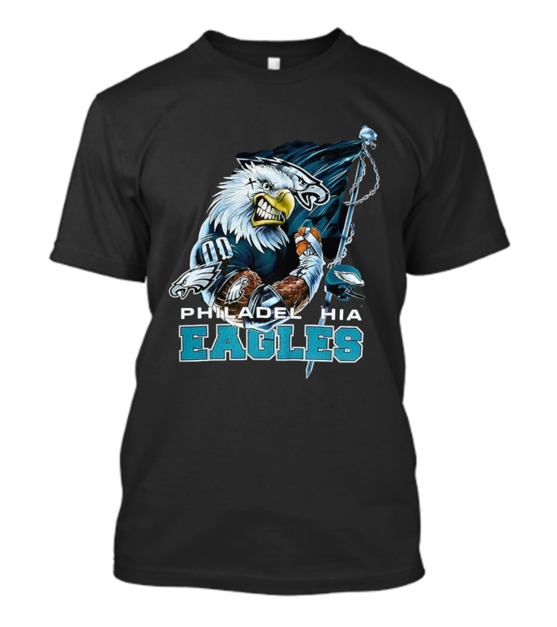 Philadelphia Eagles Vintage 2000s Football Mascot Flag T-Shirt