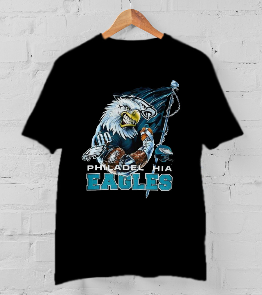 Philadelphia Eagles Vintage 2000s Football Mascot Flag T-Shirt