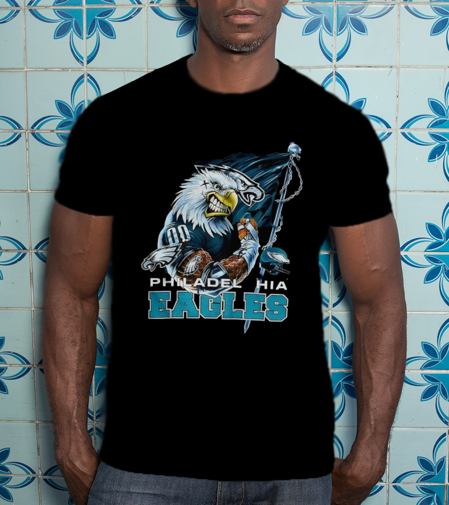 Philadelphia Eagles Vintage 2000s Football Mascot Flag T-Shirt