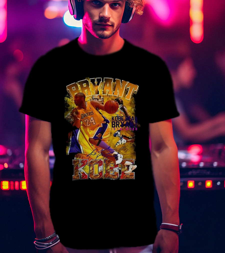 Kobe Bryant Lakers 24 Signature Basketball Legend 1978 2020 Tribute T-Shirt