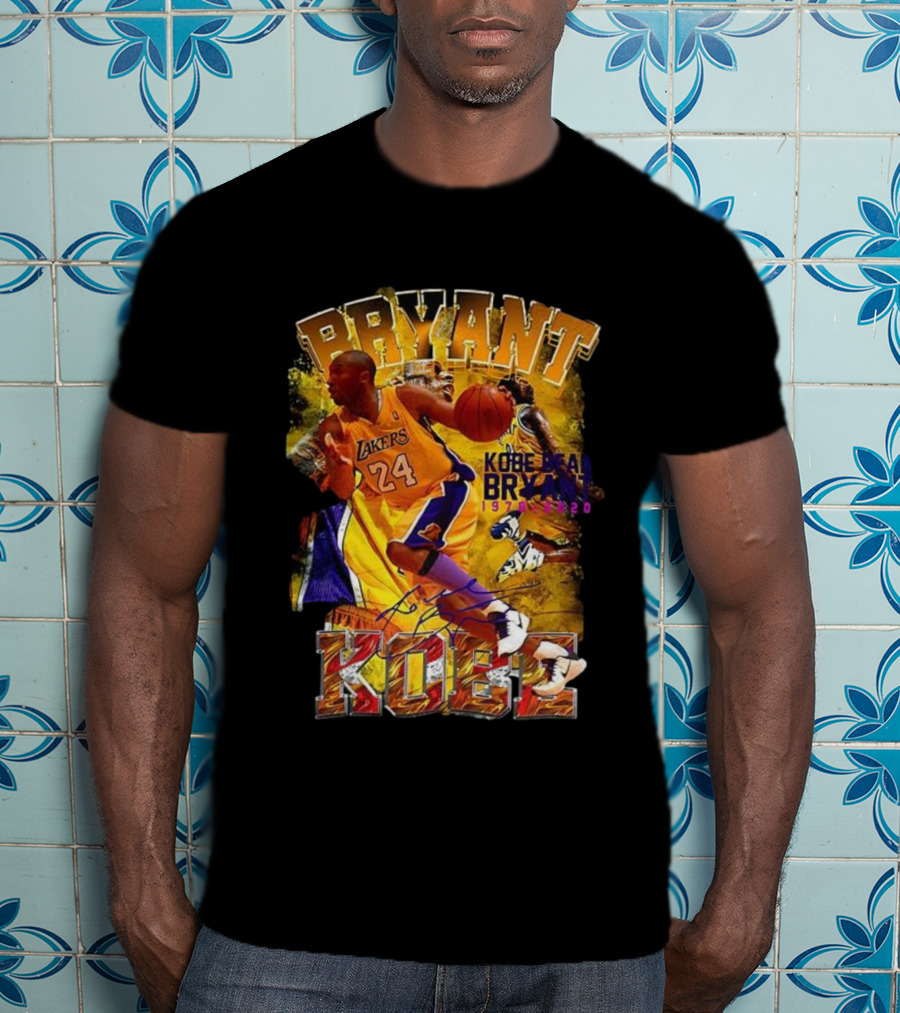 Kobe Bryant Lakers 24 Signature Basketball Legend 1978 2020 Tribute T-Shirt