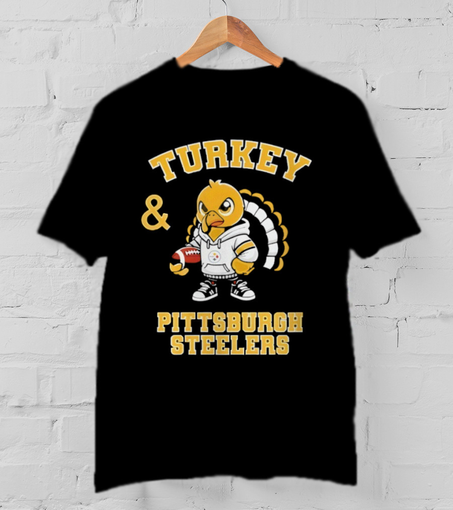 Turkey And Pittsburgh Steelers NFL Football Happy Thanksgiving T-Shirt