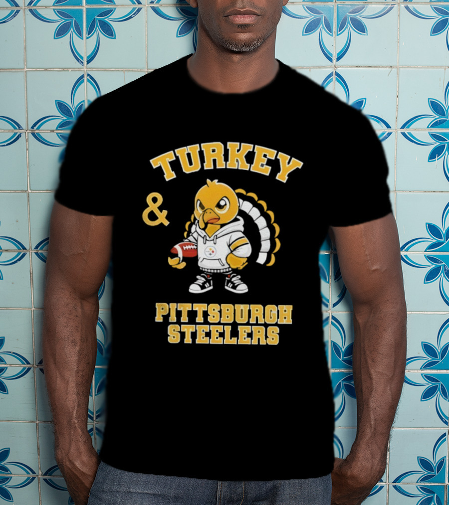 Turkey And Pittsburgh Steelers NFL Football Happy Thanksgiving T-Shirt