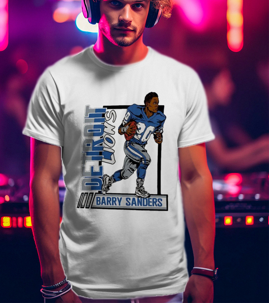 Barry Sanders Detroit Lions 20 Football Caricature T-Shirt