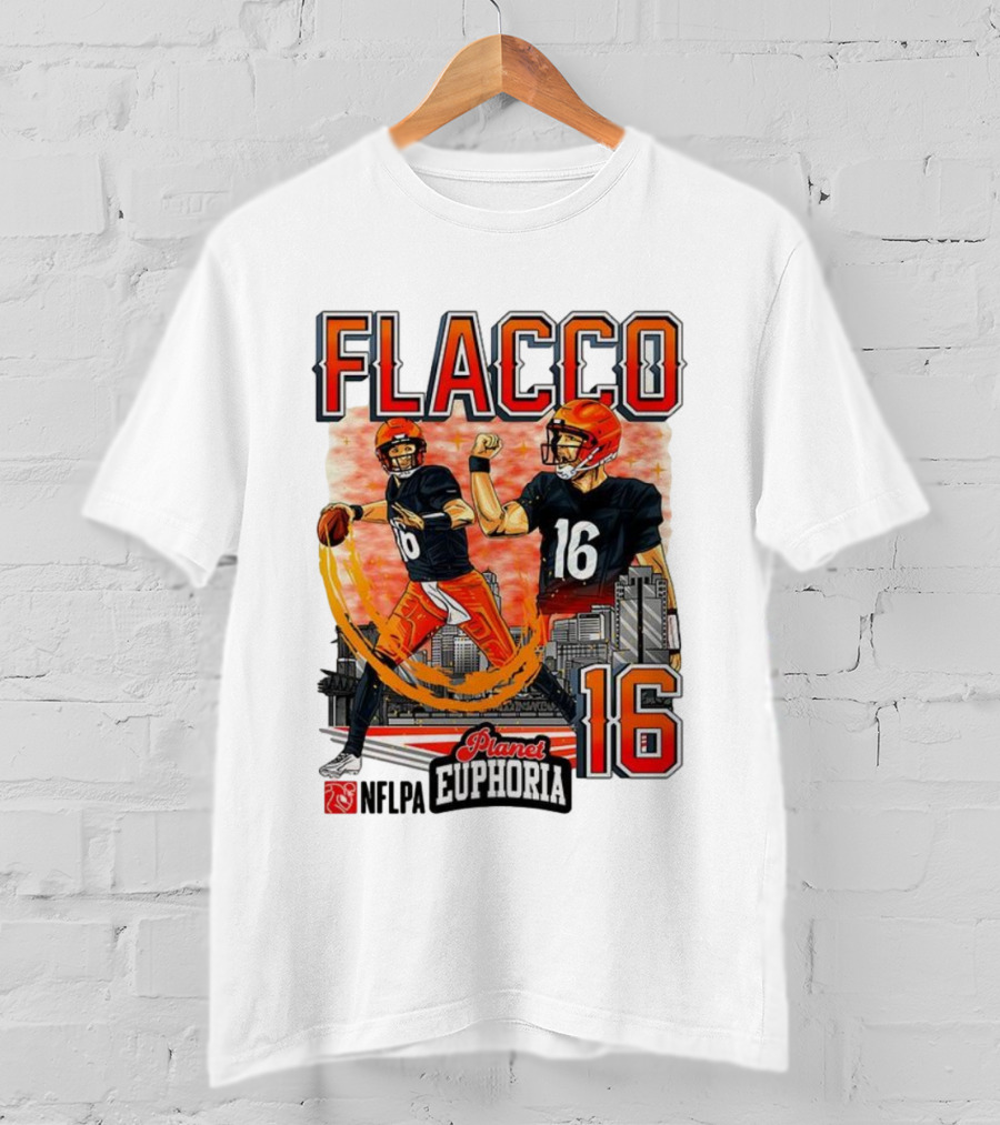Joe Flacco Cincinnati Bengals Number 16 Planet Euphoria Skyline NFLPA T-Shirt