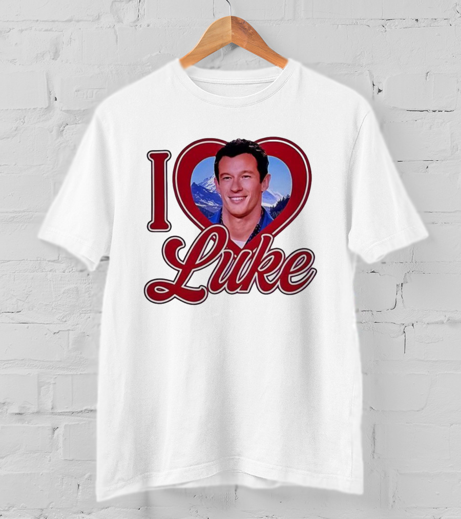 I Love Luke Heart Photo Mountain Background T-Shirt