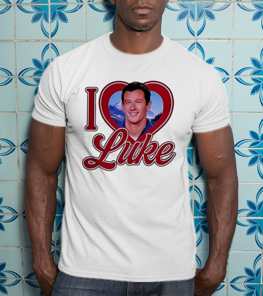 I Love Luke Heart Photo Mountain Background T-Shirt