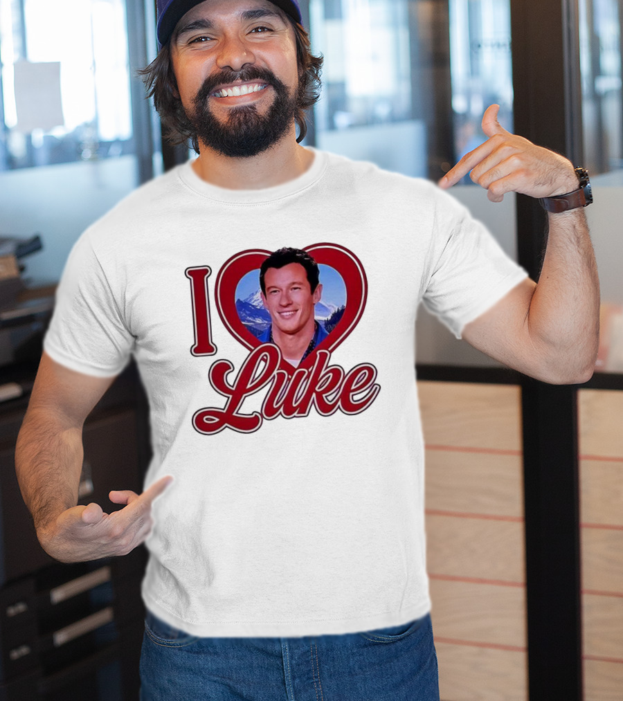 I Love Luke Heart Photo Mountain Background T-Shirt