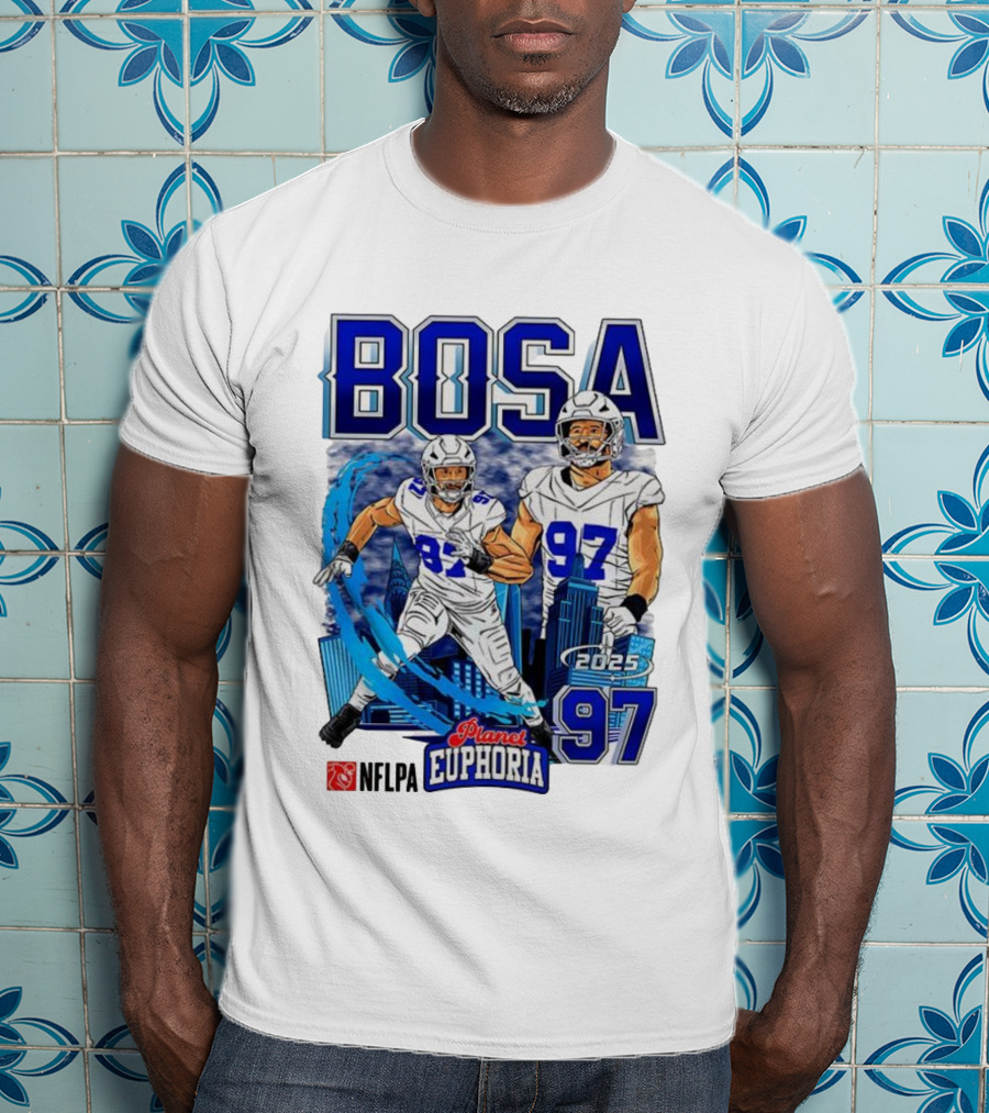 Bosa NFLPA Football 2025 Planet Euphoria Number 97 Skyline T-Shirt