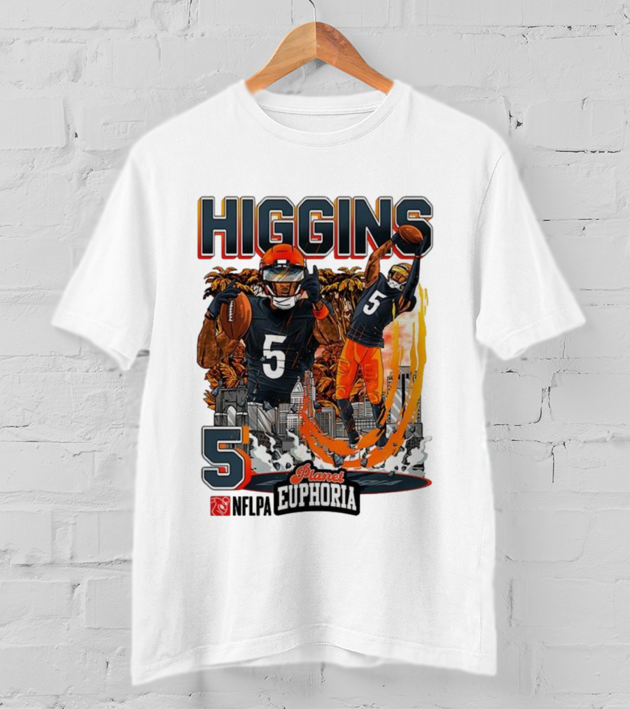 Higgins Cincinnati Number 5 Planet Euphoria Skyline Football T-Shirt