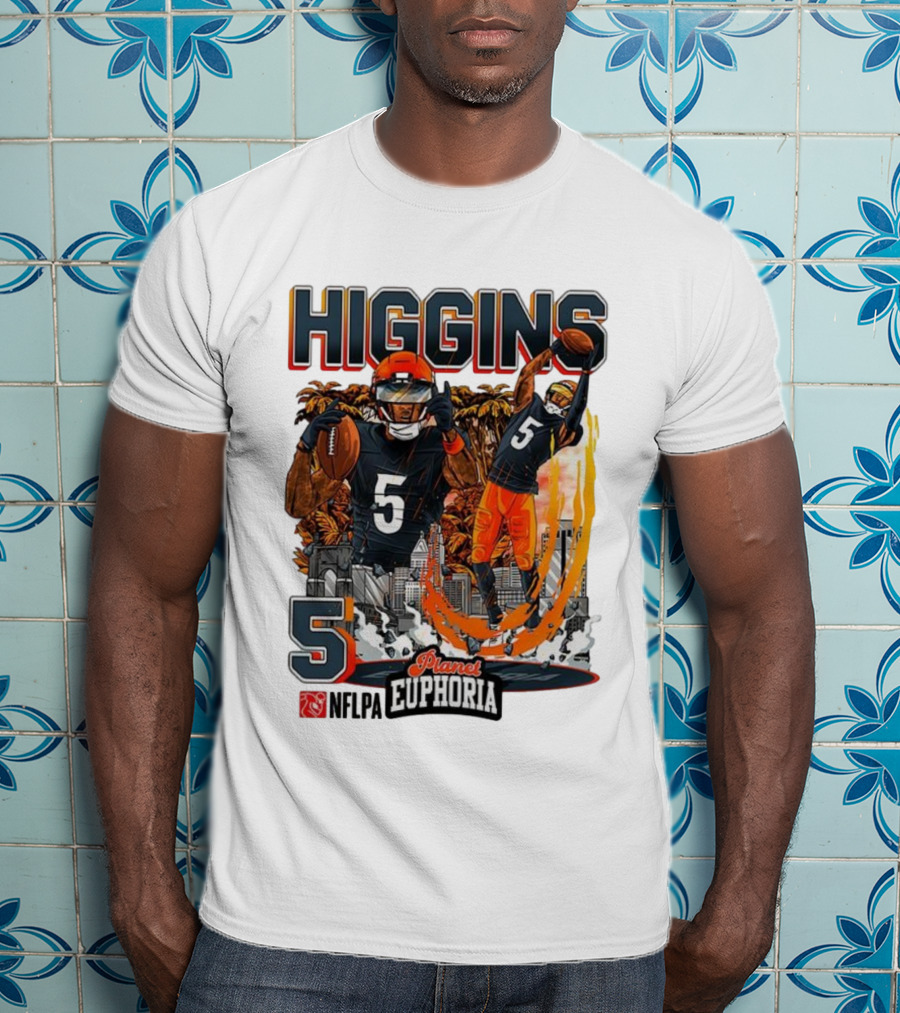 Higgins Cincinnati Number 5 Planet Euphoria Skyline Football T-Shirt