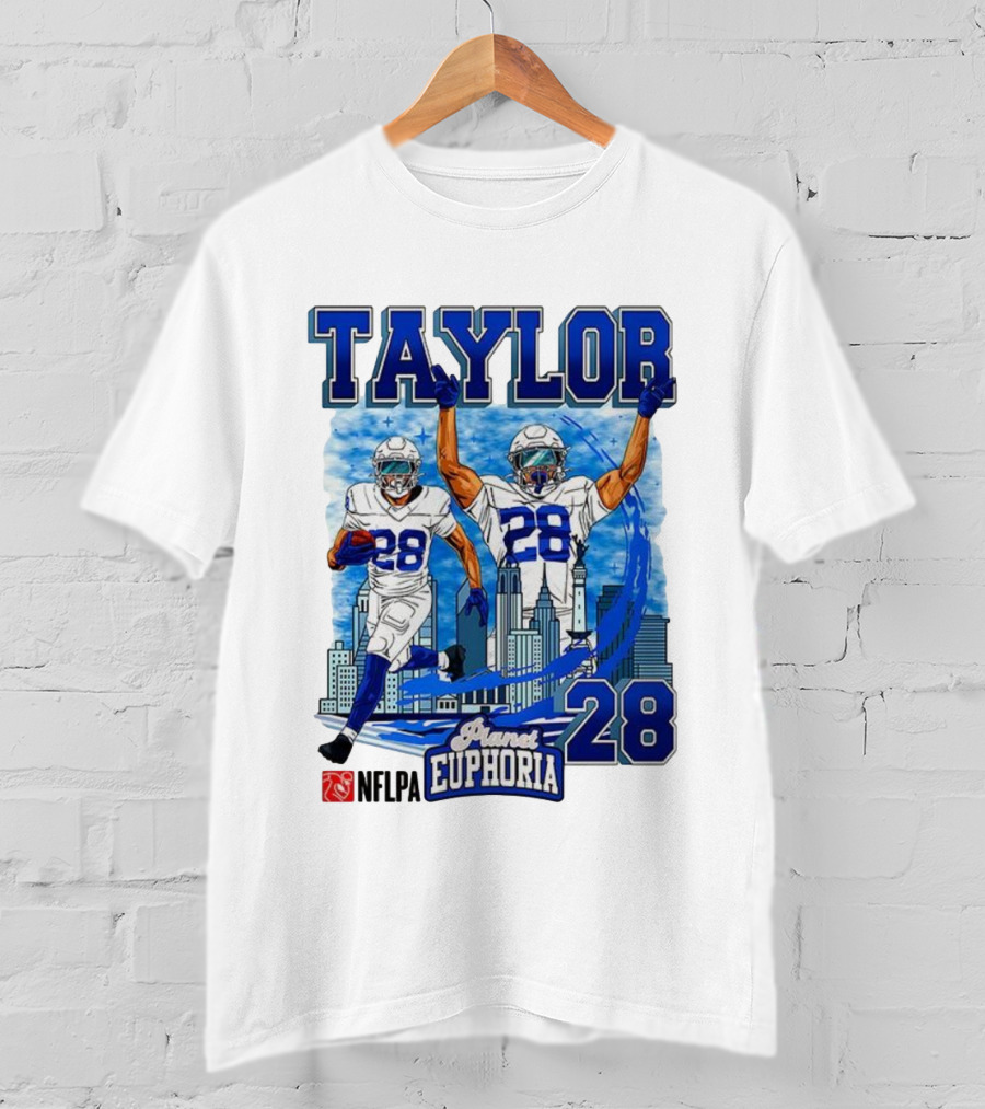 Taylor Indianapolis Planet Euphoria NFLPA Number 28 Skyline T-Shirt