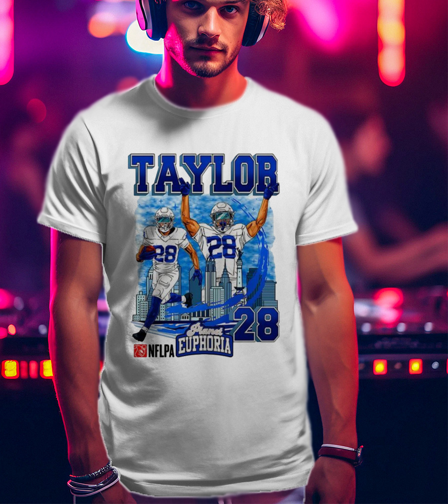 Taylor Indianapolis Planet Euphoria NFLPA Number 28 Skyline T-Shirt