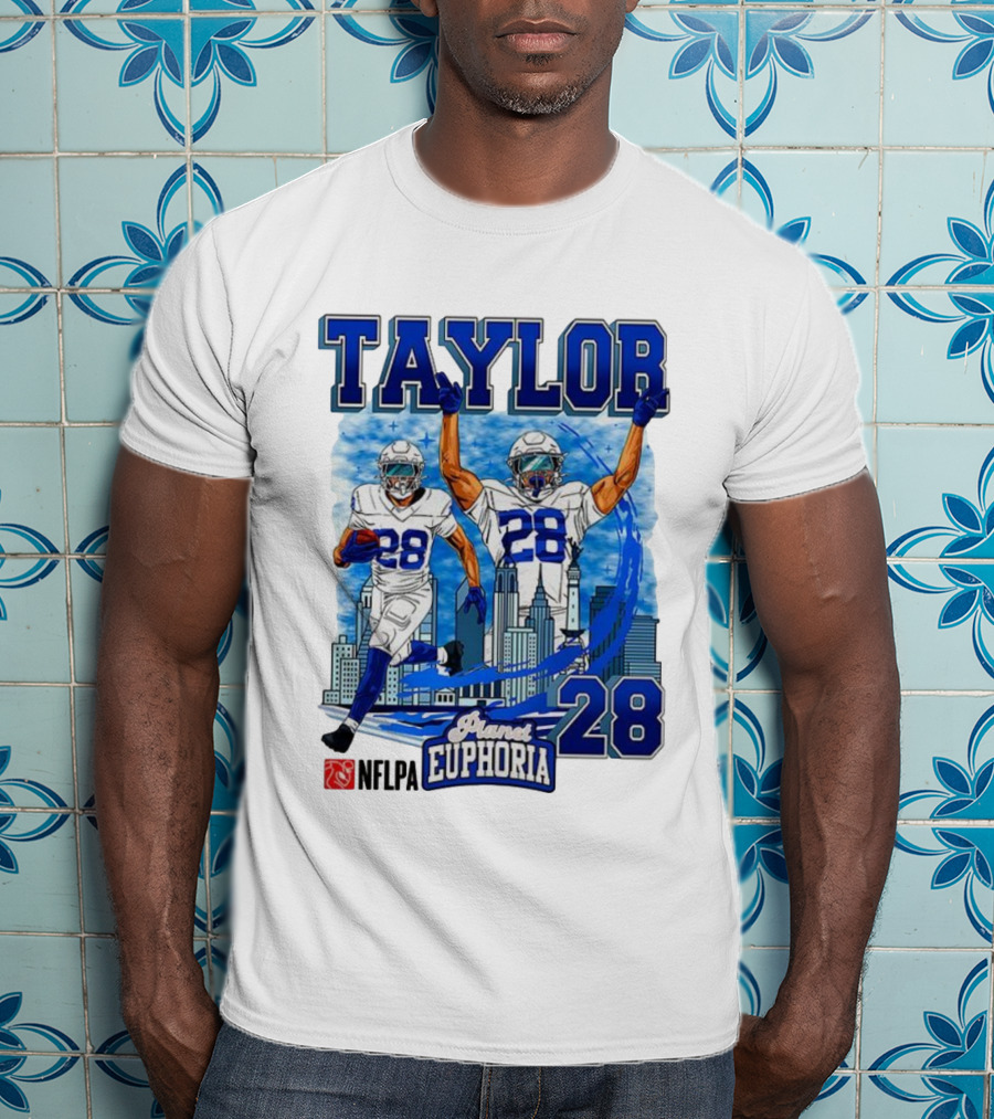 Taylor Indianapolis Planet Euphoria NFLPA Number 28 Skyline T-Shirt