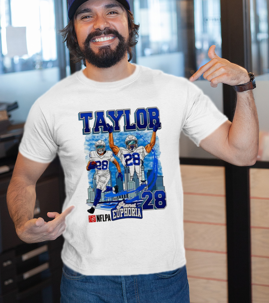 Taylor Indianapolis Planet Euphoria NFLPA Number 28 Skyline T-Shirt