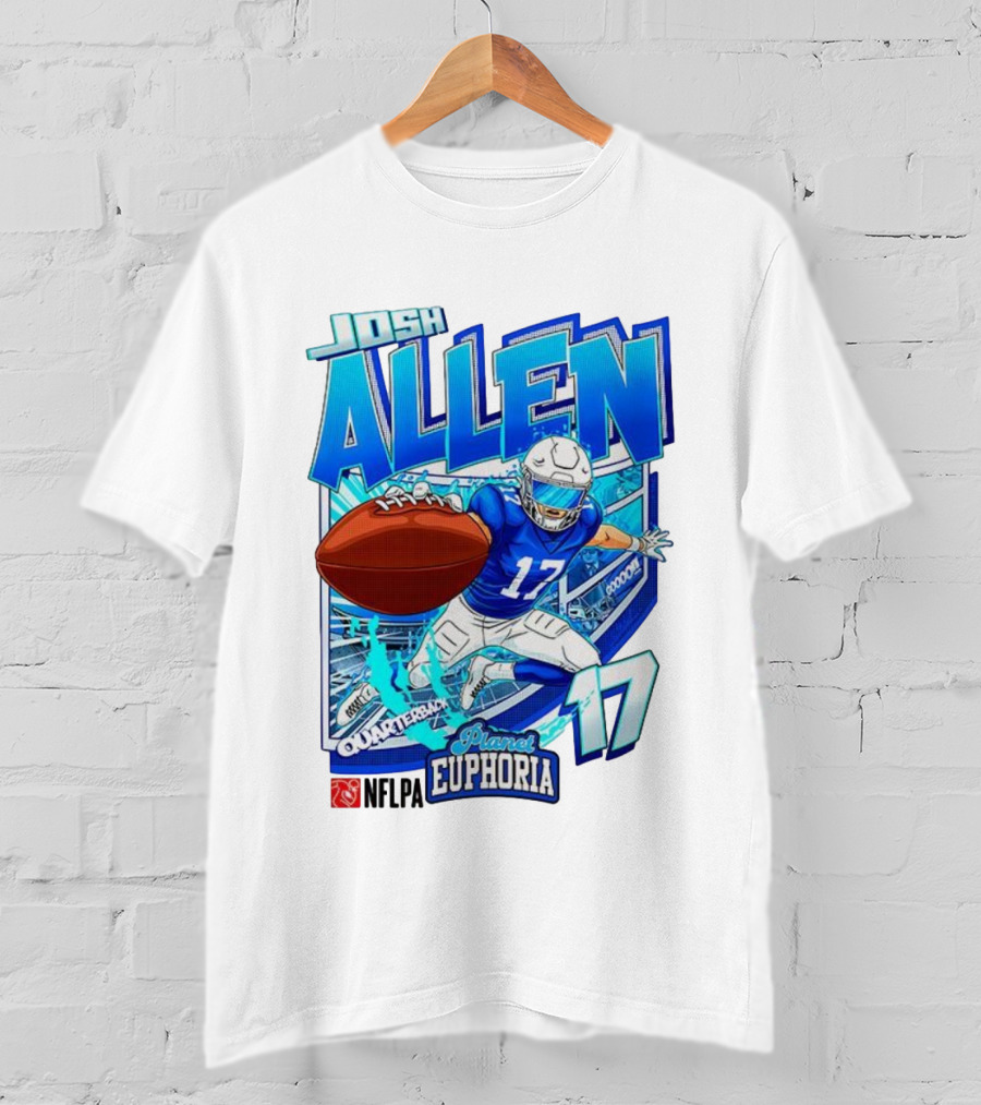 Josh Allen NFLPA Planet Euphoria Quarterback 17 Football Cartoon Gooooo T-Shirt