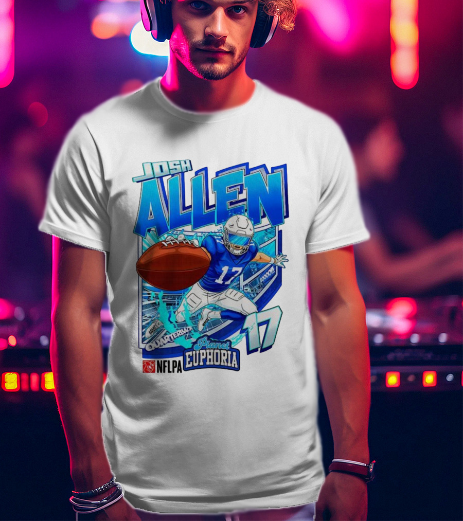 Josh Allen NFLPA Planet Euphoria Quarterback 17 Football Cartoon Gooooo T-Shirt