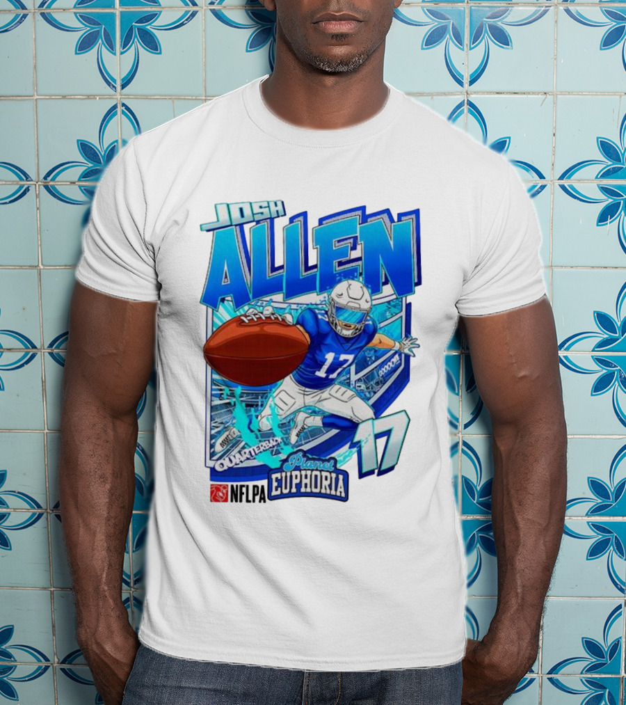 Josh Allen NFLPA Planet Euphoria Quarterback 17 Football Cartoon Gooooo T-Shirt