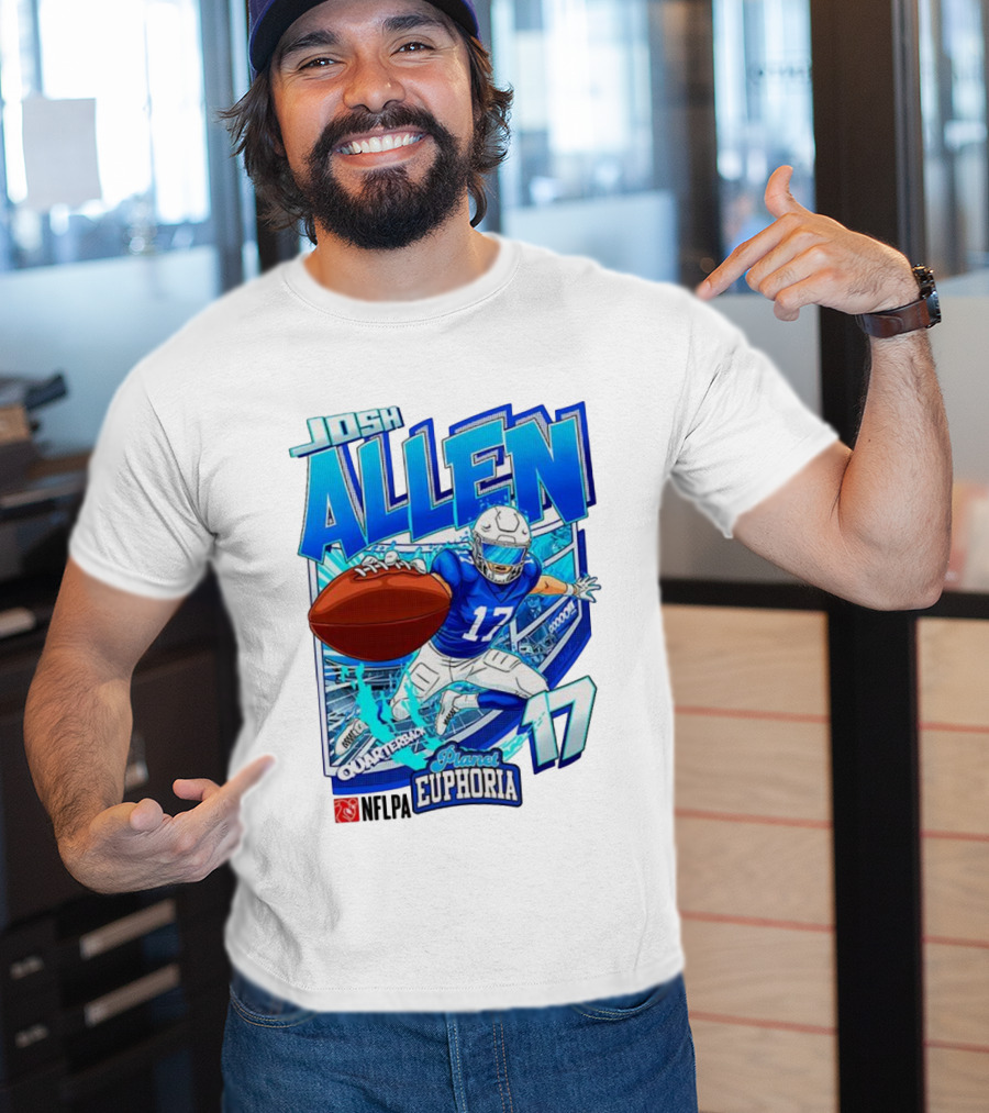 Josh Allen NFLPA Planet Euphoria Quarterback 17 Football Cartoon Gooooo T-Shirt