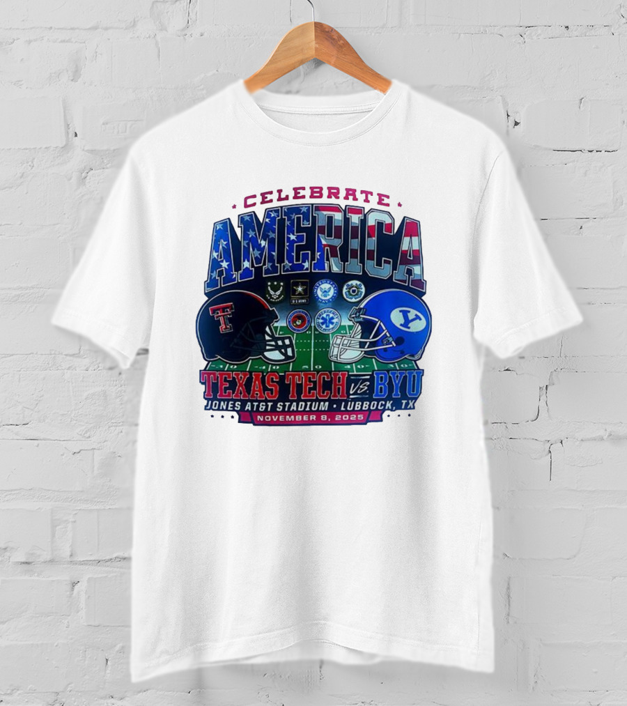 Texas Tech Vs BYU Celebrate America November 8 2025 Jones AT&T Stadium Lubbock T-Shirt