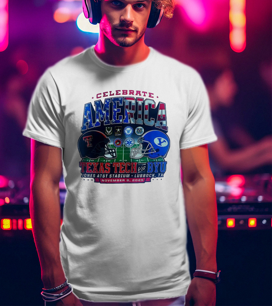Texas Tech Vs BYU Celebrate America November 8 2025 Jones AT&T Stadium Lubbock T-Shirt