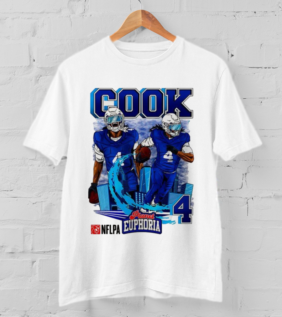 COOK NFLPA Planet Euphoria Number 4 Football Cartoon Skyline T-Shirt
