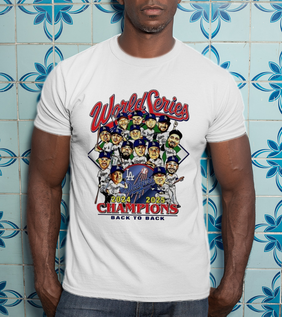 Los Angeles Dodgers World Series Champions 2024 2025 Back To Back Caricature T-Shirt