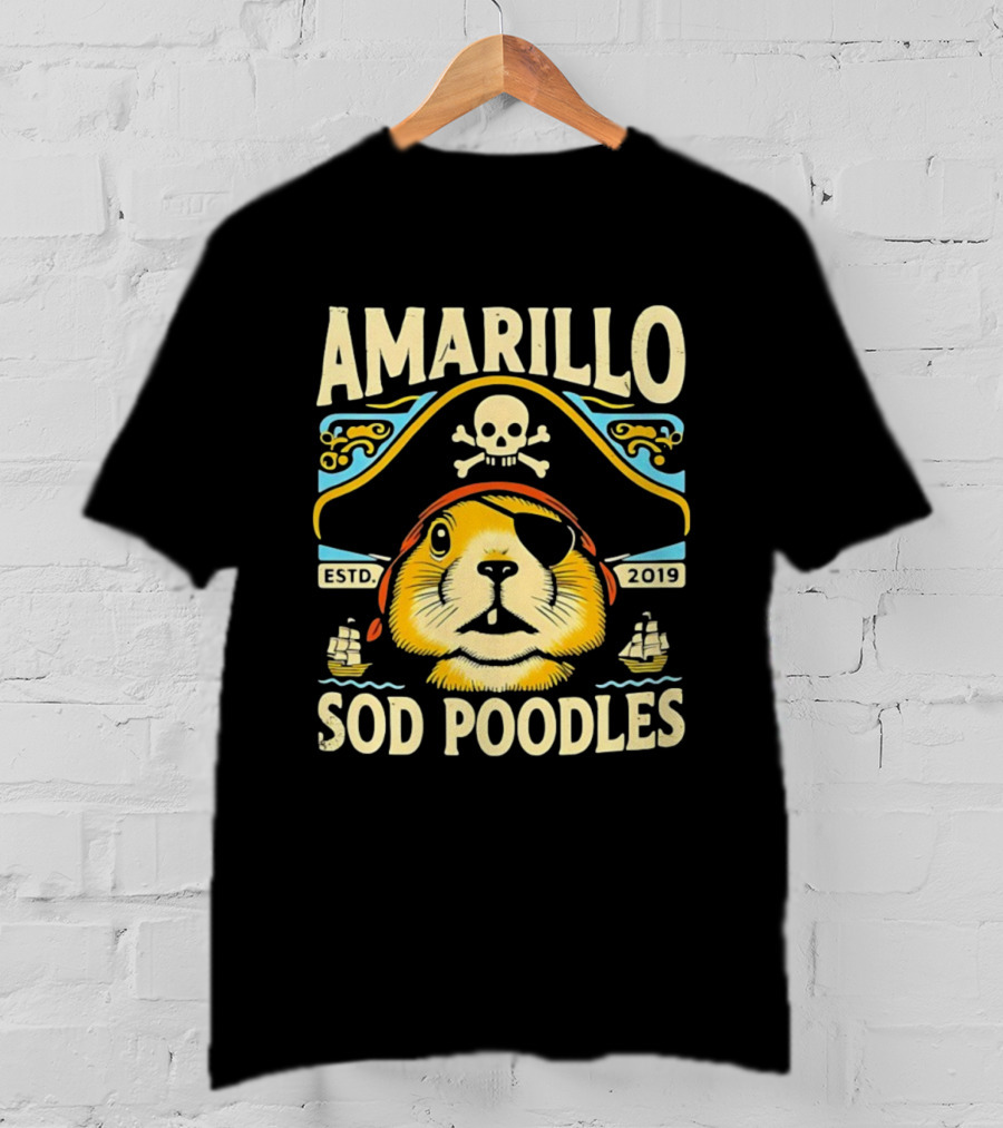 Amarillo Sod Poodles Pirate Prairie Dog Estd 2019 T-Shirt