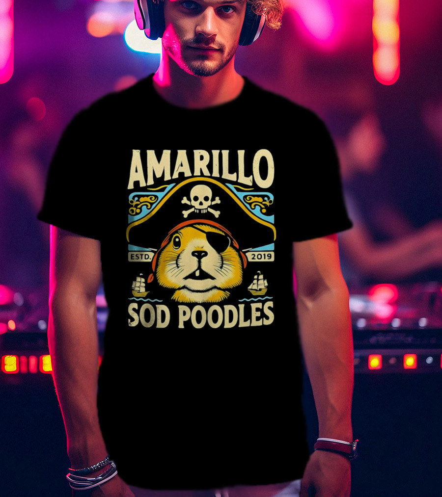Amarillo Sod Poodles Pirate Prairie Dog Estd 2019 T-Shirt